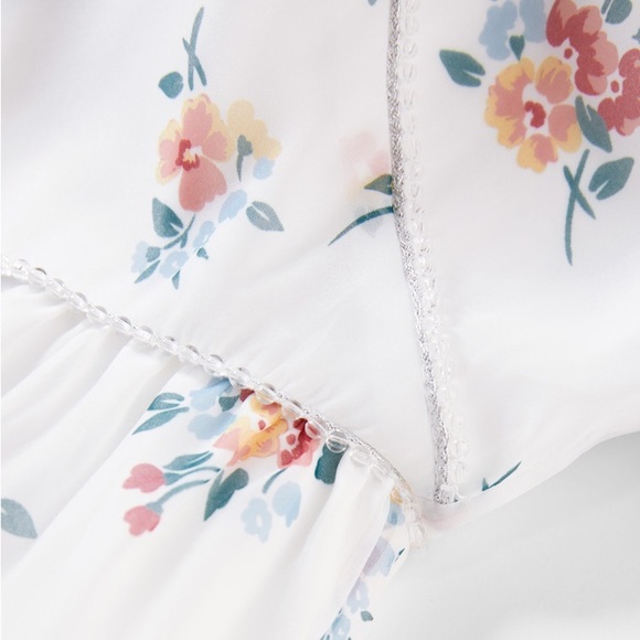 Korean Style Multi Soft Girl Flowers Print V-Neck Midi Dresses - Picture 4 of 4